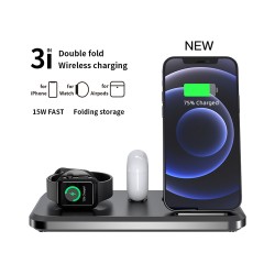 3 IN 1 FAST WIRELESS CHARGING STAND DOCK UV-06 15W FOR IPHONE/SAMSUNG/IWATCH/AIRPODS  3 IN 1 FAST WIRELESS CHARGING STAND DOCK UV-06 15W FOR IPHONE/SAMSUNG/IWATCH/AIRPODS